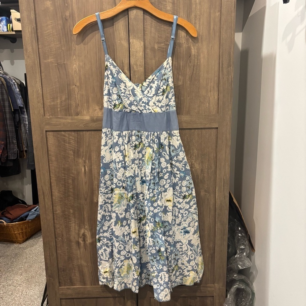 Derek Heart XL Dress Empire Waist Blue Floral Sleeveless Dress Babydoll midi